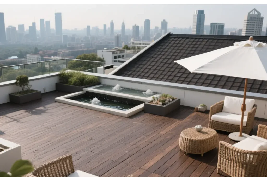 composite decking installation on rooftop