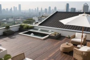 composite decking installation on rooftop