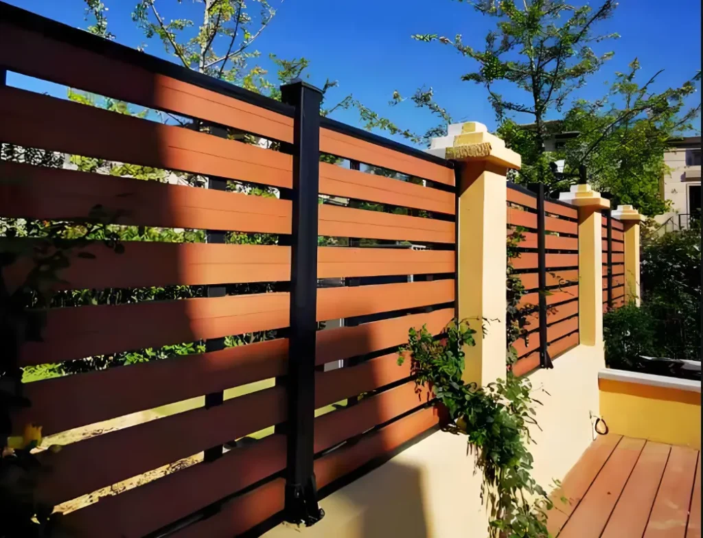 WPC fence installation in garden