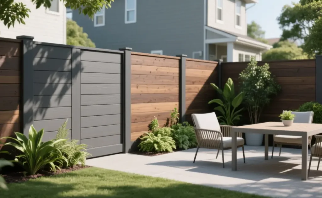 composite fence in a modern garden setting