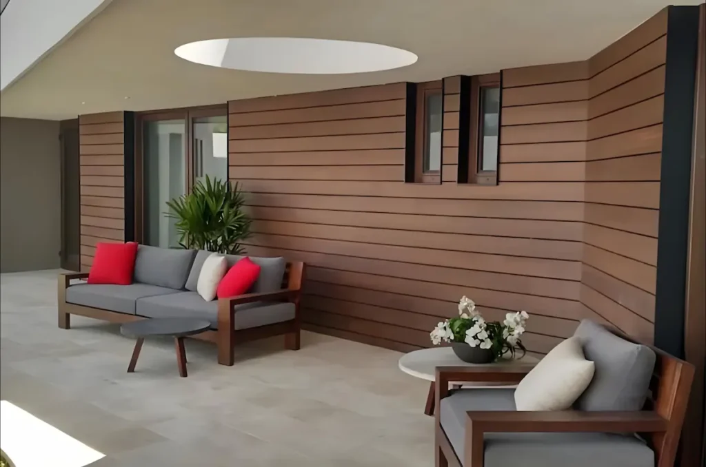 Modern house exterior with composite cladding panels