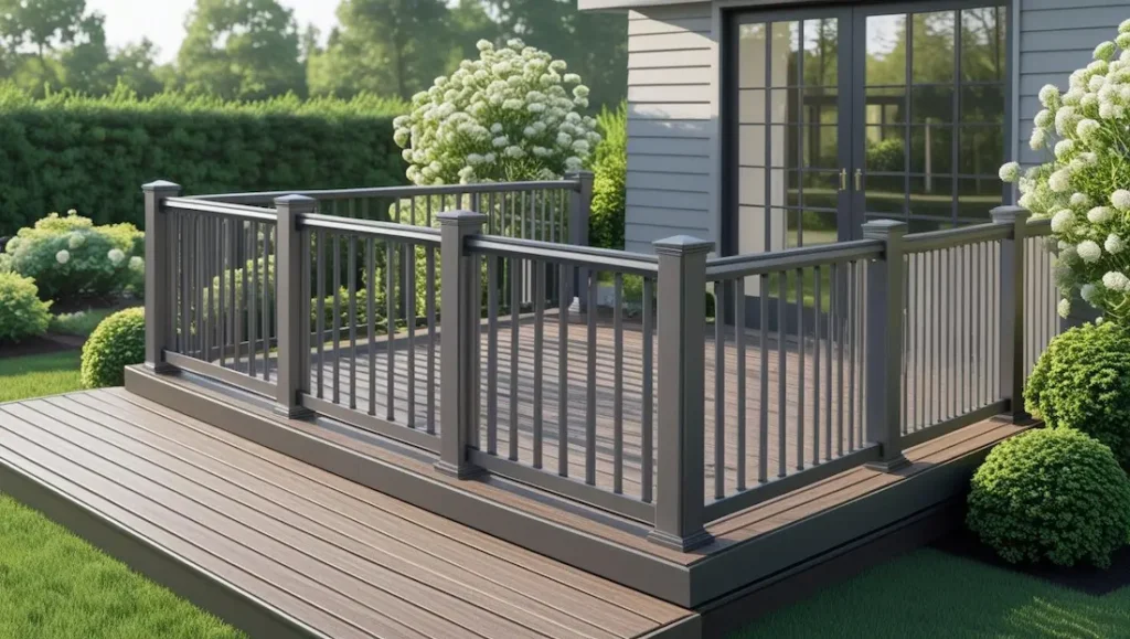 Modern WPC deck railing meeting 36-inch height code