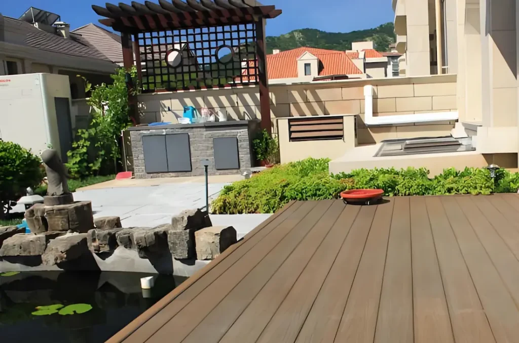 Modern garden with WPC decking and outdoor seating
