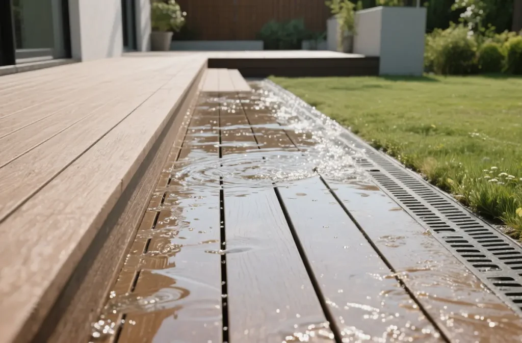 WPC decking with proper slope for water drainage