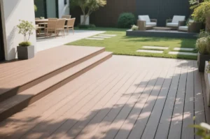 High-quality WPC decking in a modern backyard