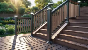 Modern WPC deck railing meeting 36-inch height code
